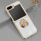 Plated Samsung Galaxy Z Flip Case with Ring-Exoticase-White-For Samsung Z Flip 7-Exoticase
