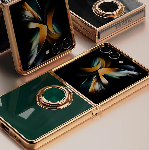 Plated Samsung Galaxy Z Flip Case with Ring-Exoticase-Exoticase