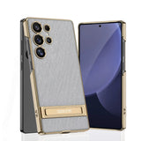 Plated Slim Hard Samsung Case with Kickstand-Exoticase-For Galaxy S25 Ultra-Brushed Gray-Exoticase