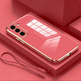 Plating Square Samsung Case With Strap-Exoticase-Samsung S25 Ultra-Red-Exoticase