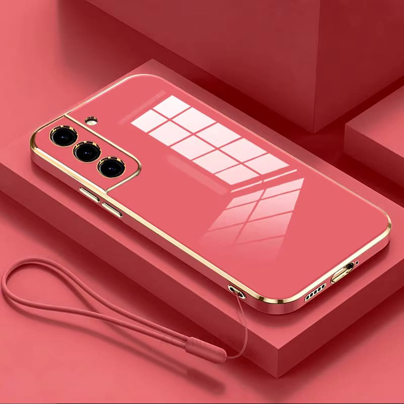 Plating Square Samsung Case With Strap-Exoticase-Samsung S25 Ultra-Red-Exoticase