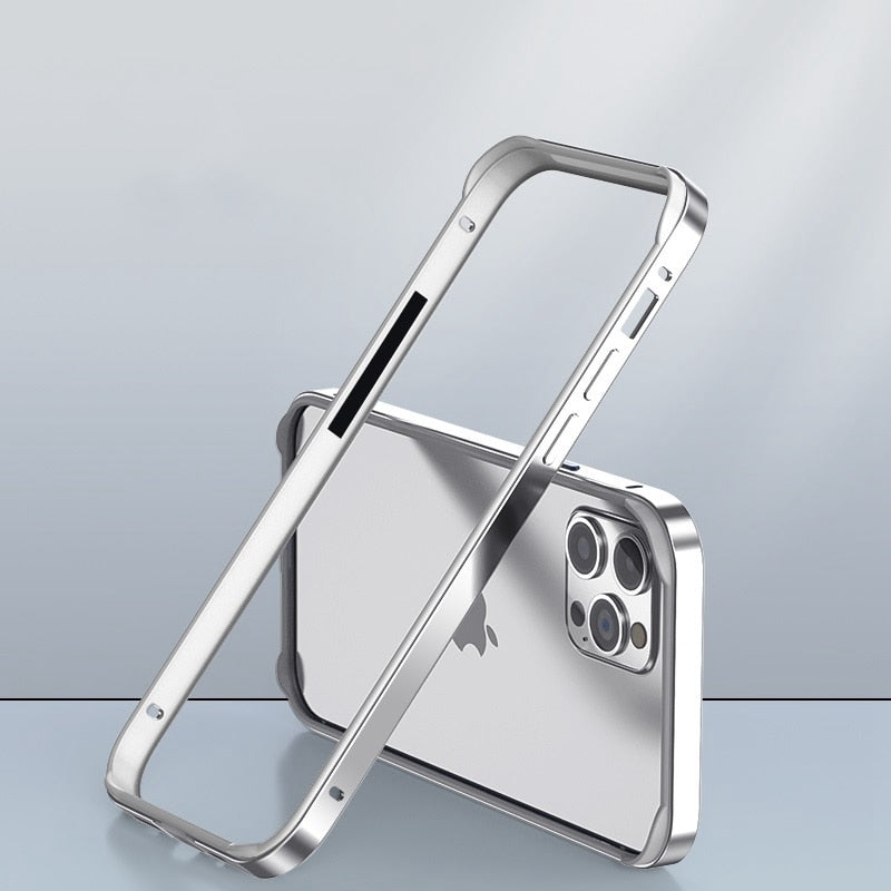 Premium Aluminum Alloy Bumper Frame for iPhones - Exoticase - For iPhone 15 Pro Max / Silver