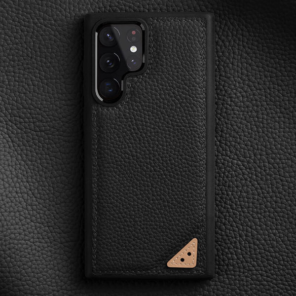 Premium Cowhide Leather Samsung Case-Samsung Galaxy Phone Case-Exoticase-S22 Ultra-Black-