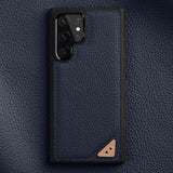 Premium Cowhide Leather Samsung Case-Samsung Galaxy Phone Case-Exoticase-S22 Ultra-Dark Blue-
