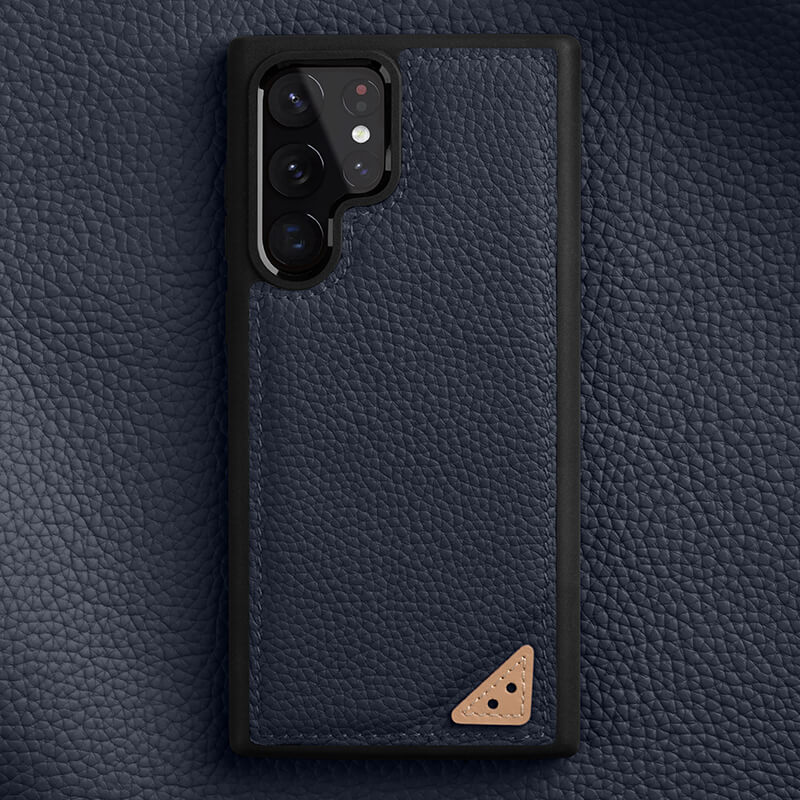 Premium Cowhide Leather Samsung Case-Samsung Galaxy Phone Case-Exoticase-S22 Ultra-Dark Blue-
