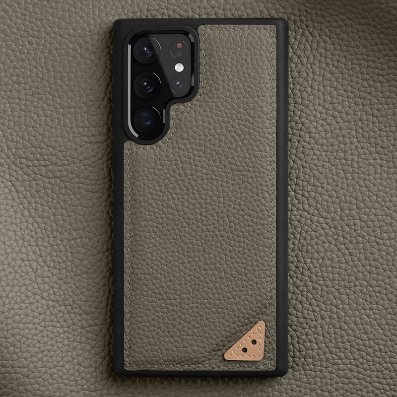 Premium Cowhide Leather Samsung Case-Samsung Galaxy Phone Case-Exoticase-S22 Ultra-Gray-