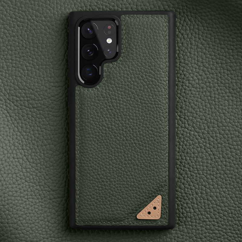 Premium Cowhide Leather Samsung Case-Samsung Galaxy Phone Case-Exoticase-S22 Ultra-Green-