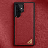 Premium Cowhide Leather Samsung Case-Samsung Galaxy Phone Case-Exoticase-S22 Ultra-Red-