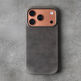 Premium Genuine Italian Leather iPhone Case-Exoticase-Gray - Crazy Horse-iPhone 17 Pro Max-Exoticase