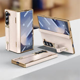 Premium Grade Pure Leather Samsung Galaxy Z Fold Case-Exoticase-Pink Finger Loop-For Galaxy Z Fold 8 Ultra-Exoticase