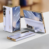 Premium Grade Pure Leather Samsung Galaxy Z Fold Case-Exoticase-Purple Finger Loop-For Galaxy Z Fold 8 Ultra-Exoticase