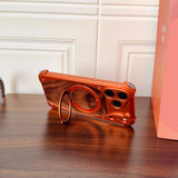 Premium Grain Wood Alloy Metal iPhone Case with Ring-Exoticase-Exoticase