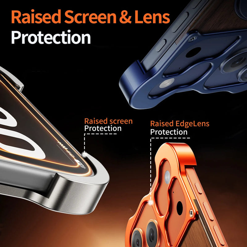 Premium Grain Wood Alloy Metal iPhone Case with Ring-Exoticase-Exoticase