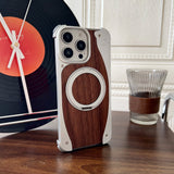 Premium Grain Wood Alloy Metal iPhone Case with Ring-Exoticase-iPhone 16 Pro Max-Silver 2-Exoticase