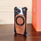 Premium Grain Wood Alloy Metal iPhone Case with Ring-Exoticase-iPhone 17 Pro Max-Black 2-Exoticase