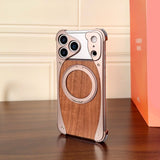 Premium Grain Wood Alloy Metal iPhone Case with Ring-Exoticase-iPhone 17 Pro Max-Desert Gold-Exoticase