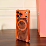 Premium Grain Wood Alloy Metal iPhone Case with Ring-Exoticase-iPhone 17 Pro Max-Orange 2-Exoticase