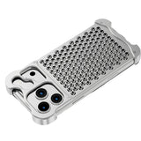Premium Grain Wood Alloy Metal iPhone Case with Ring-Exoticase-iPhone 17 Pro Max-Silver Grill No Ring-Exoticase