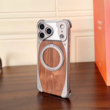Premium Grain Wood Alloy Metal iPhone Case with Ring-Exoticase-iPhone 17 Pro Max-Titanium-Exoticase