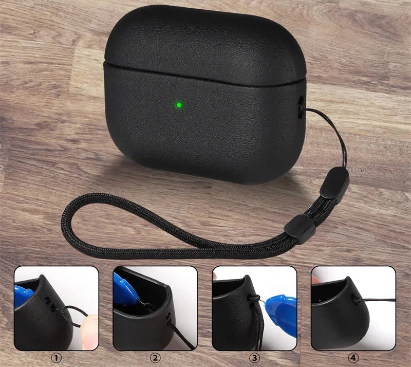 Premium PU Leather AirPods Case with Wrist Strap-Exoticase-Exoticase