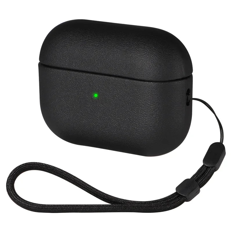 Premium PU Leather AirPods Case with Wrist Strap-Exoticase-Black-For AirPods Pro 3-Exoticase