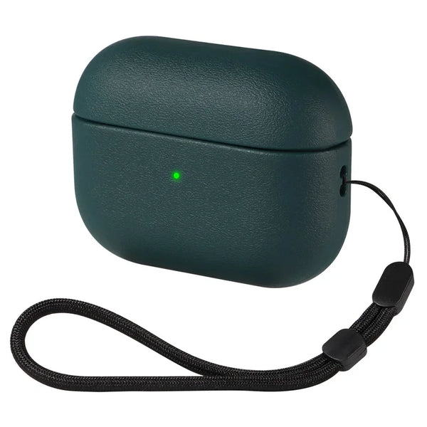 Premium PU Leather AirPods Case with Wrist Strap-Exoticase-Dark Green-For AirPods Pro 3-Exoticase