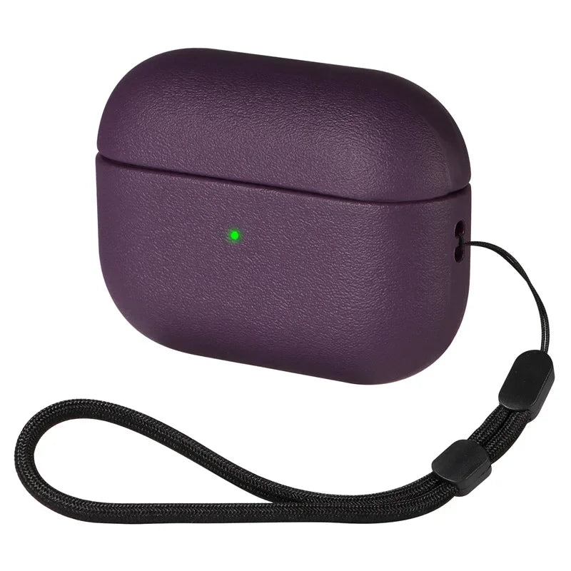 Premium PU Leather AirPods Case with Wrist Strap-Exoticase-Purple-For AirPods Pro 3-Exoticase