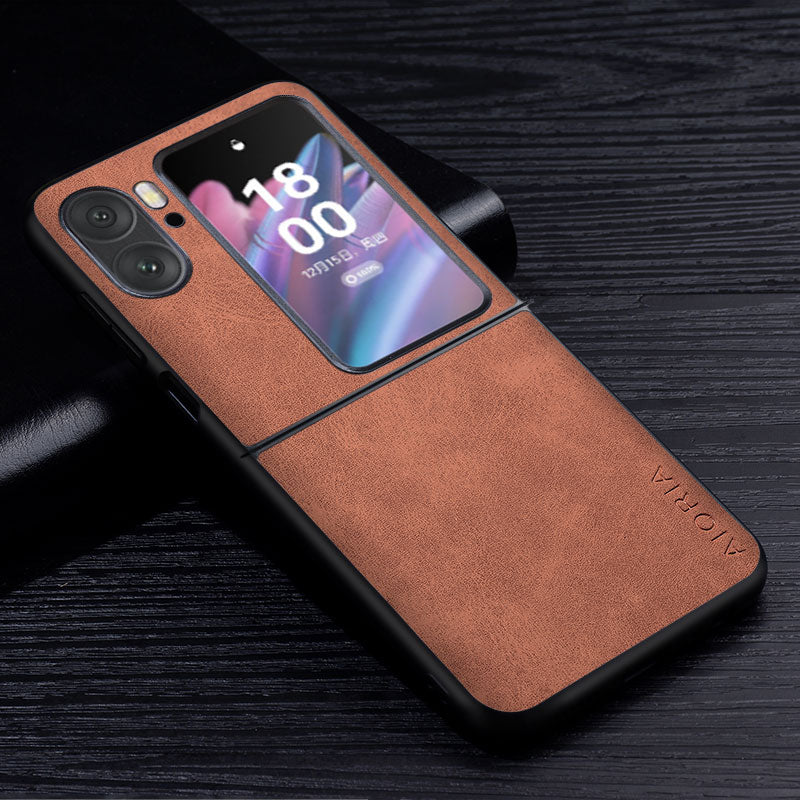 Premium PU Leather Case for Oppo Find N2 Flip-Exoticase-Find N2 Flip-Brown-