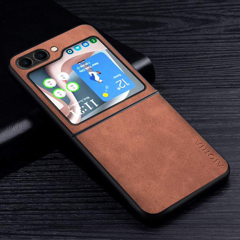 Premium PU Leather Case for Samsung Galaxy Z Flip-Exoticase-Galaxy Z Flip 5-Brown-