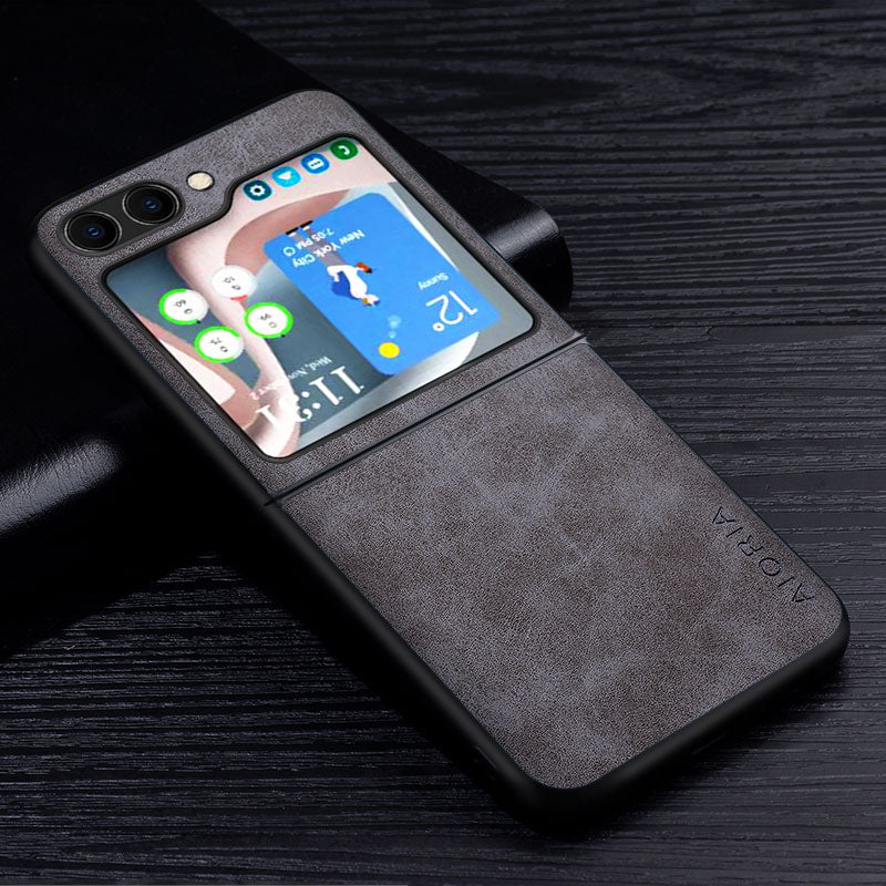Premium PU Leather Case for Samsung Galaxy Z Flip-Exoticase-Galaxy Z Flip 5-Gray-