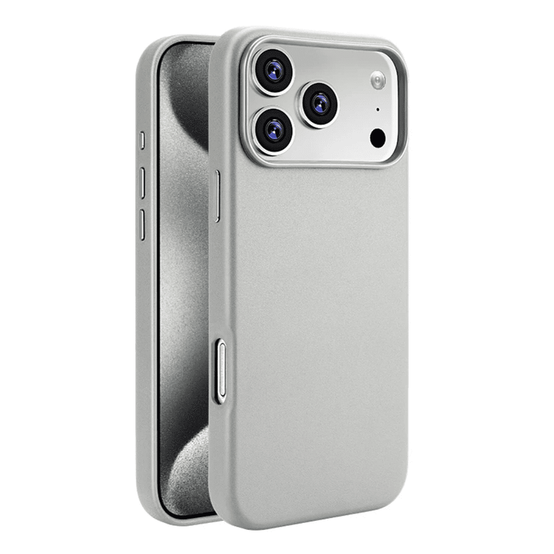 Protective Magnetic Pleather Metal Camera iPhone Case-Exoticase-Gray-iPhone 17 Pro Max-Exoticase