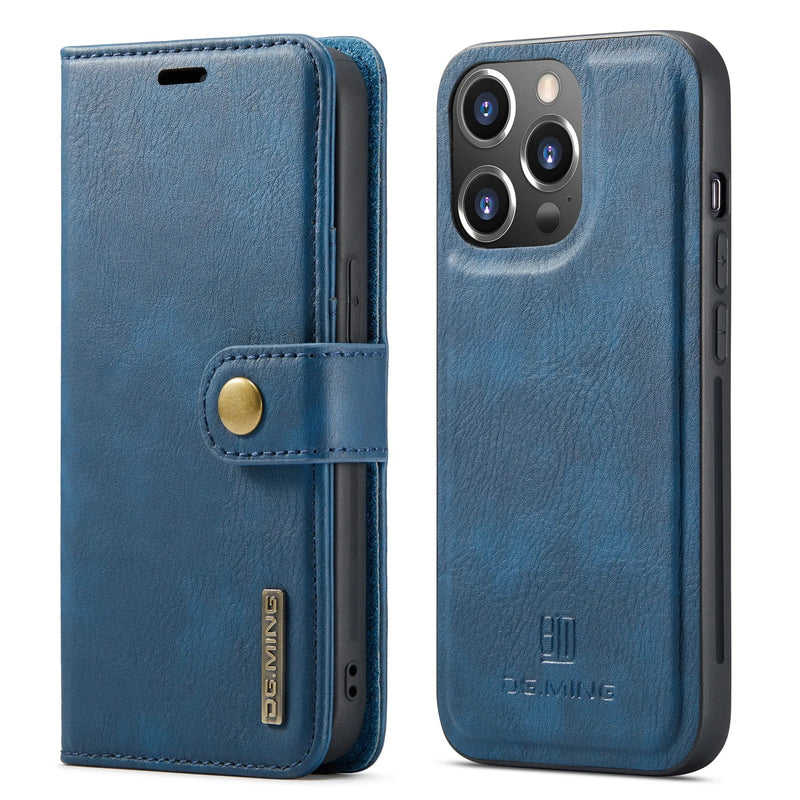 Removable Flip Wallet Apple iPhone Case - Exoticase - iPhone 15 Pro Max / Blue