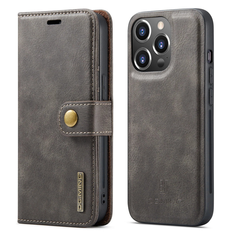 Removable Flip Wallet Apple iPhone Case - Exoticase - iPhone 15 Pro Max / Gray