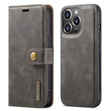 Removable Flip Wallet Apple iPhone Case - Exoticase - iPhone 15 Pro Max / Gray