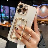 Rhinestone Crystal Holder iPhone Case-Exoticase-For iPhone 13 Pro Max-White-