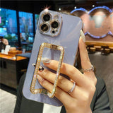 Rhinestone Crystal Holder iPhone Case-Exoticase-For iPhone 13 Pro Max-Grey 2-