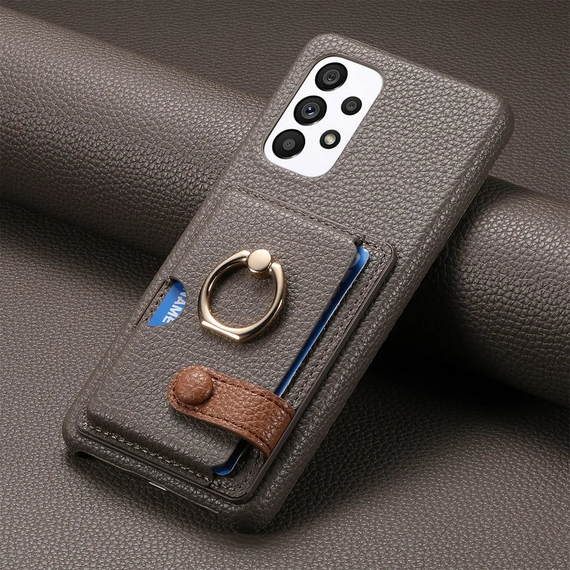 RingLoop Clasp PU Leather Samsung Wallet Case-Exoticase-Gray-Galaxy S25 Ultra-Exoticase