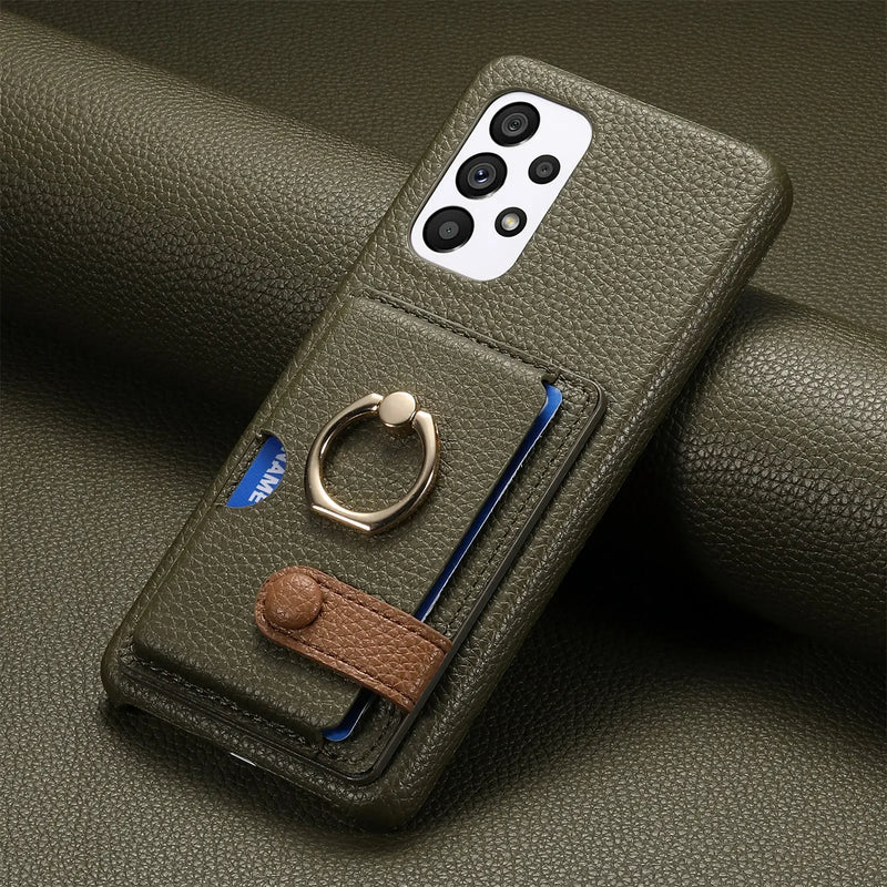 RingLoop Clasp PU Leather Samsung Wallet Case-Exoticase-Green-Galaxy S25 Ultra-Exoticase