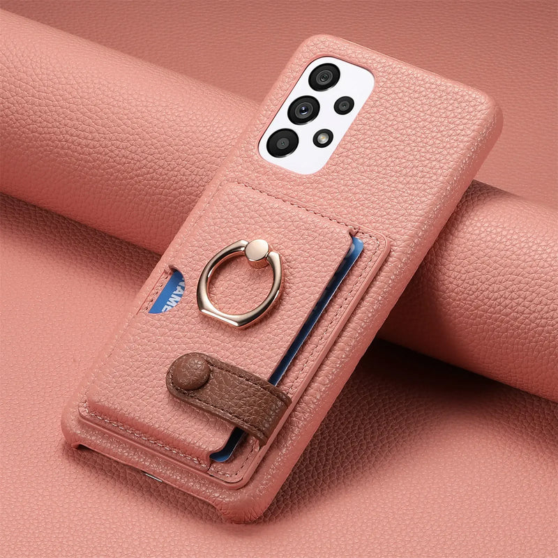 RingLoop Clasp PU Leather Samsung Wallet Case-Exoticase-Pink-Galaxy S25 Ultra-Exoticase