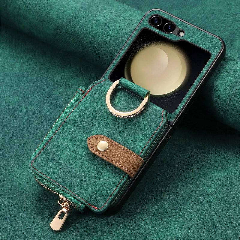 RingLoop Clasp Zipper Samsung Z Flip Case-Exoticase-Green-Z Flip 7-Exoticase