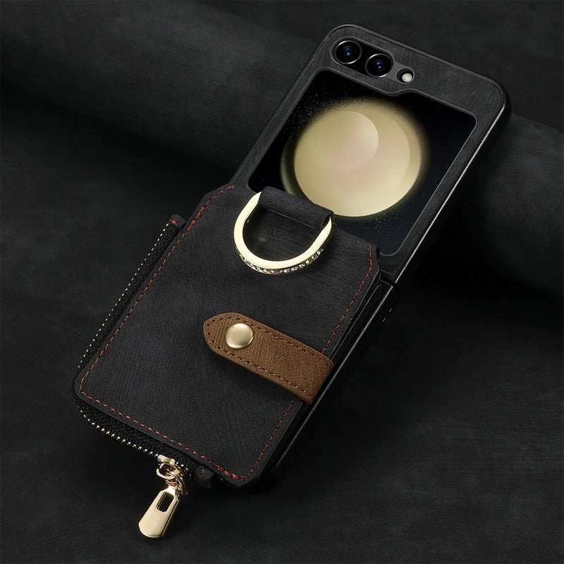 RingLoop Clasp Zipper Samsung Z Flip Case-Exoticase-Black-Z Flip 7-Exoticase
