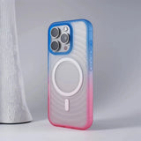 RippleRidge Gradient MagSafe iPhone Case-Exoticase-For iPhone 16 Pro Max-Blue Pink-Exoticase