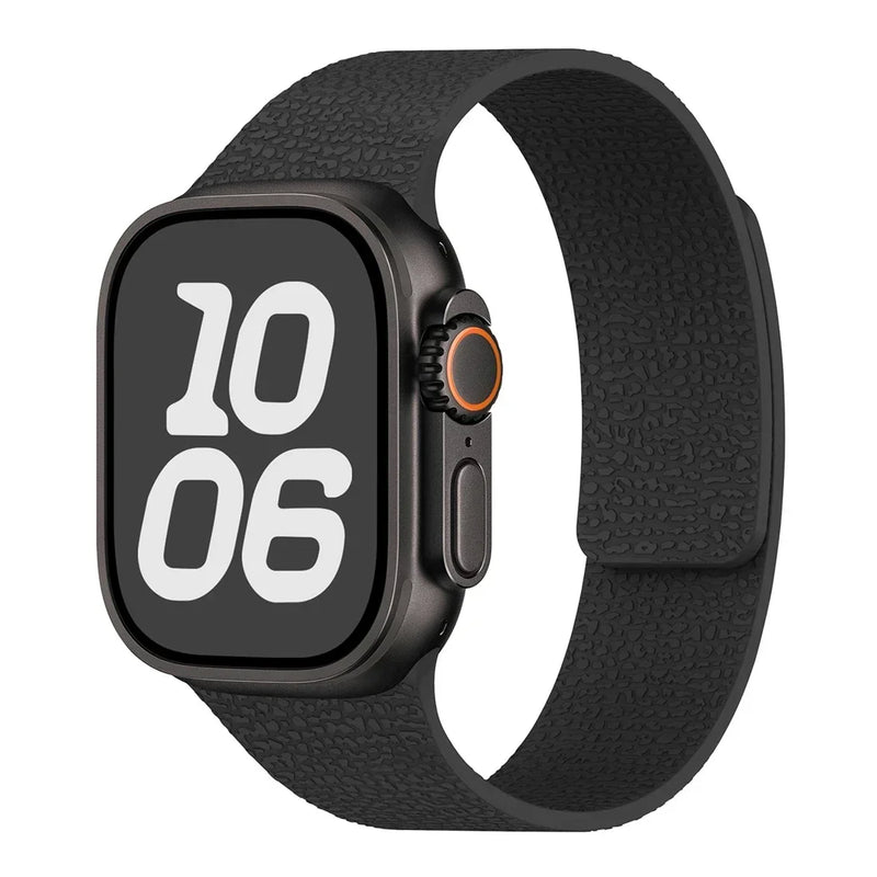 Rugged Textured Silicone Magnetic Apple Watch Strap-Exoticase-Black-38mm 40mm 41mm 42mm-Exoticase