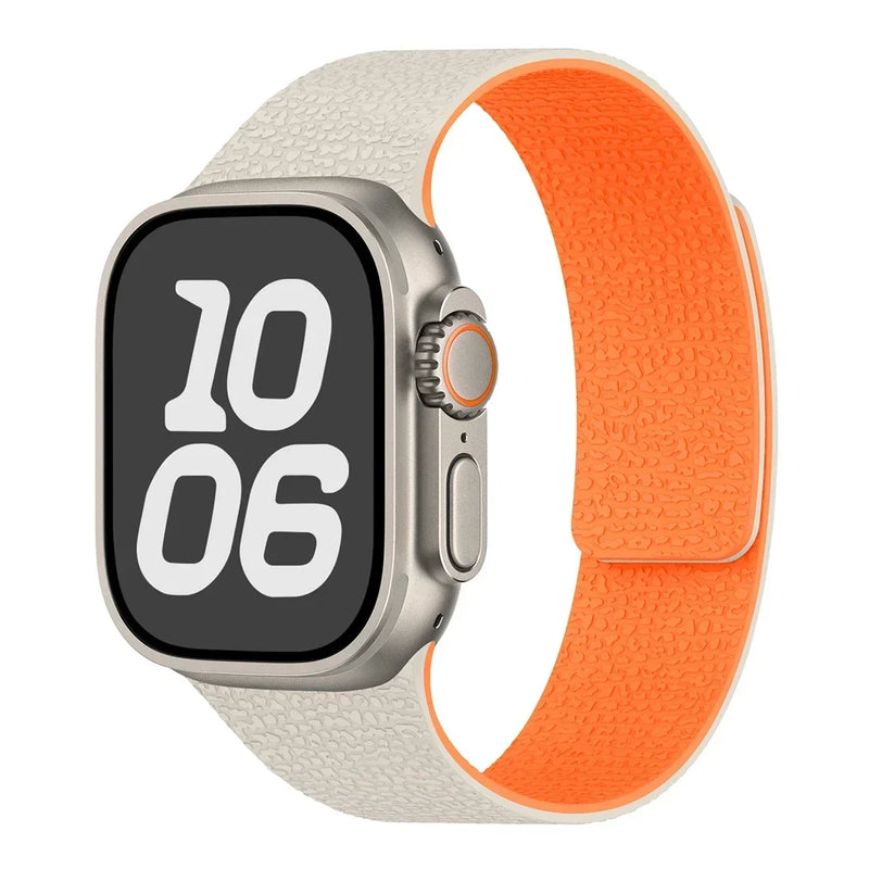 Rugged Textured Silicone Magnetic Apple Watch Strap-Exoticase-Starlight Orange-38mm 40mm 41mm 42mm-Exoticase