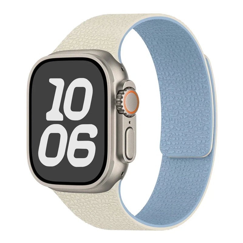 Rugged Textured Silicone Magnetic Apple Watch Strap-Exoticase-Antique White Blue-38mm 40mm 41mm 42mm-Exoticase