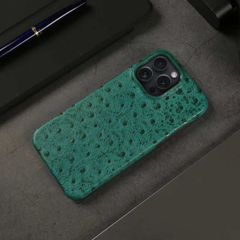 Ostrich Genuine Leather iPhone Case
