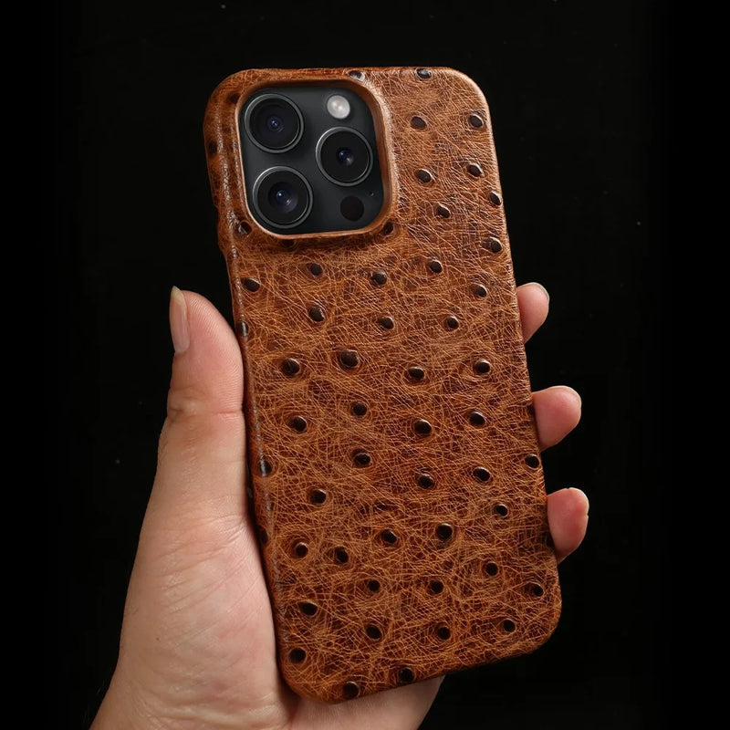 Ostrich Genuine Leather iPhone Case
