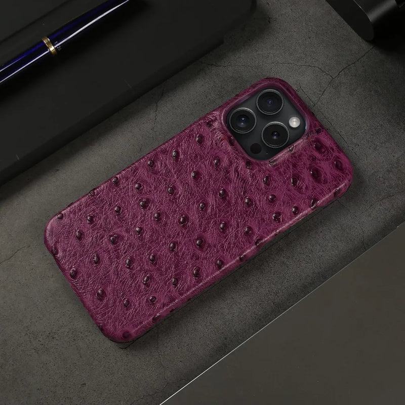 Ostrich Genuine Leather iPhone Case
