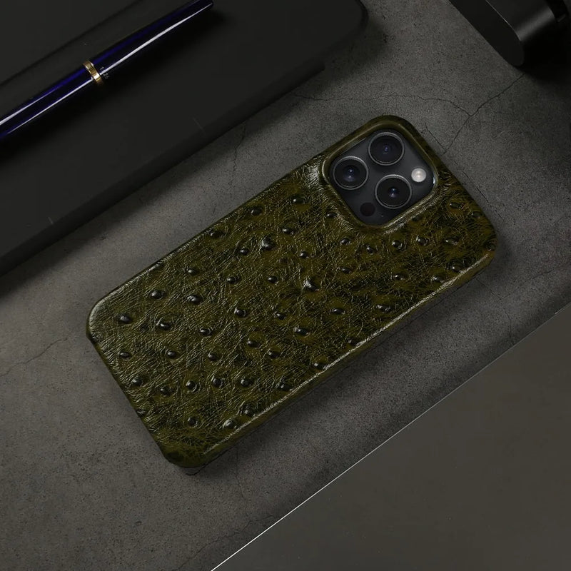 Ostrich Genuine Leather iPhone Case