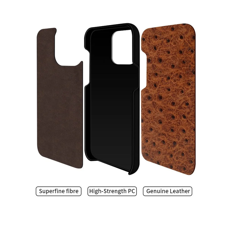 Ostrich Genuine Leather iPhone Case